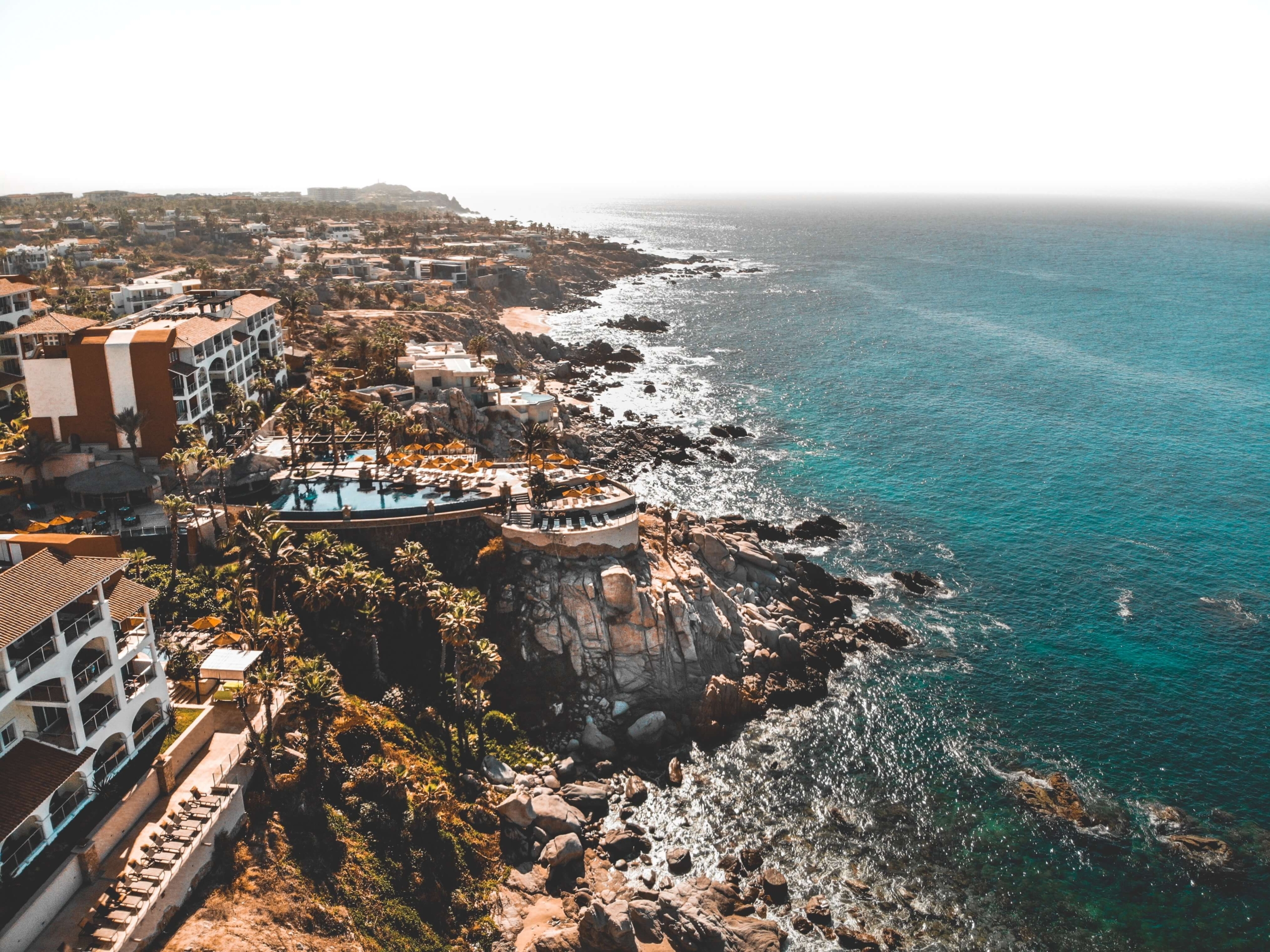 Cabo Coastal view with vacation homes on cliff's edge